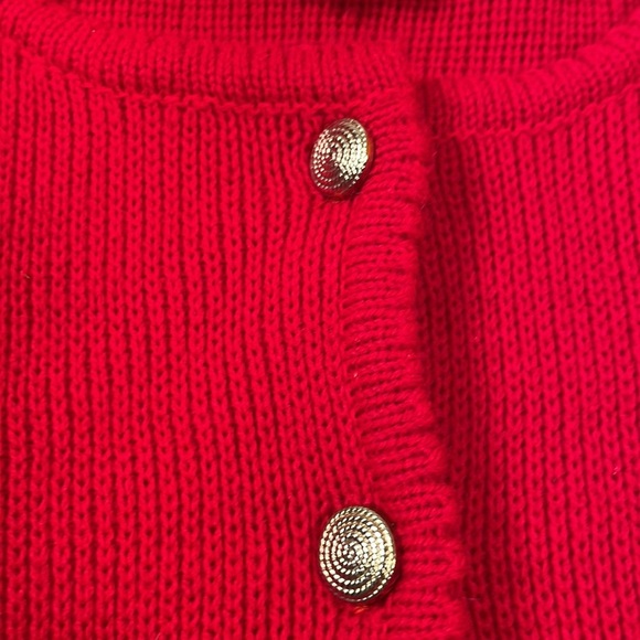 Vintage Tally-Ho women Red Valentines Day cardigan sweater size large 2 pockets - Picture 4 of 9